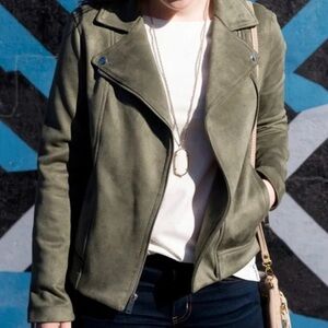 Old Navy | Suede Green Moto Jacket